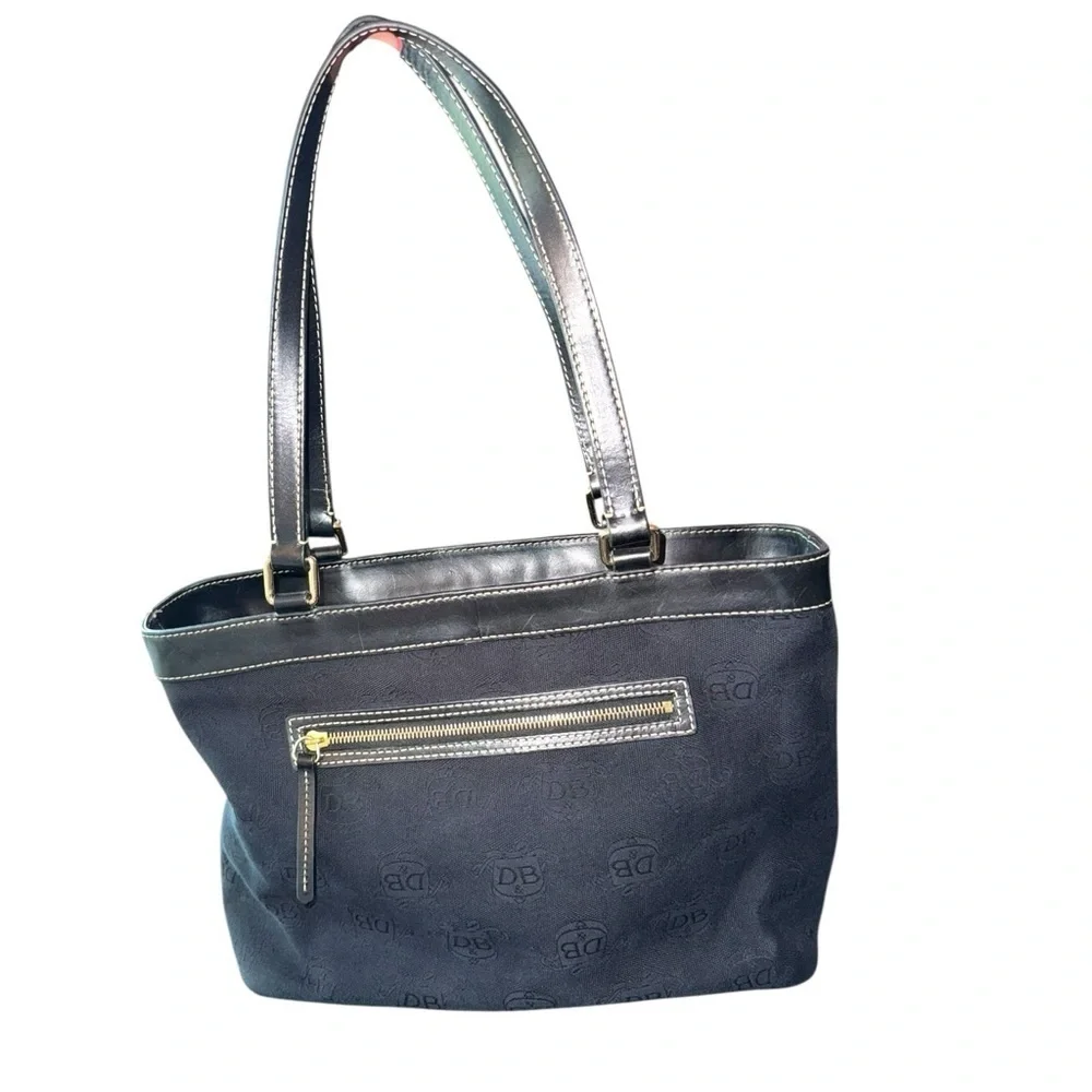 Dooney & Bourke East/West Shoulder Bag Signature Jacquard Canvas Black +Extras